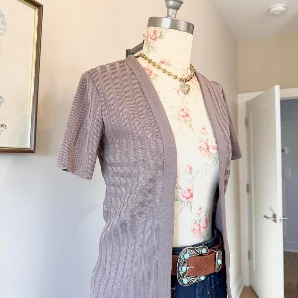 Bleeker Street 70s knit cardigan taupe womens xs - Picture 3 of 6